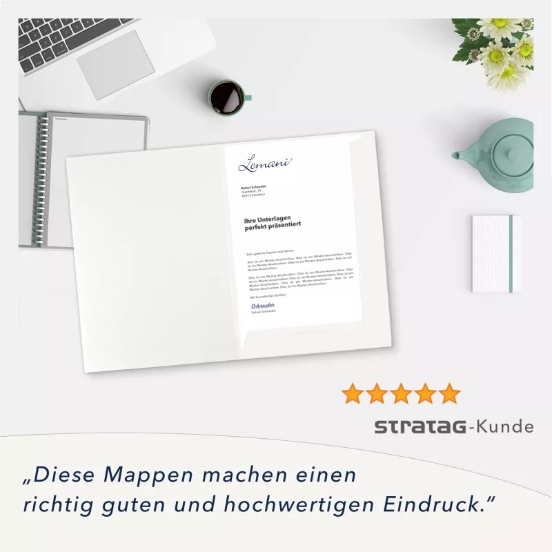 5 Stück Präsentationsmappen mit Füllhöhe Lemani® Premium-Karton (9625)