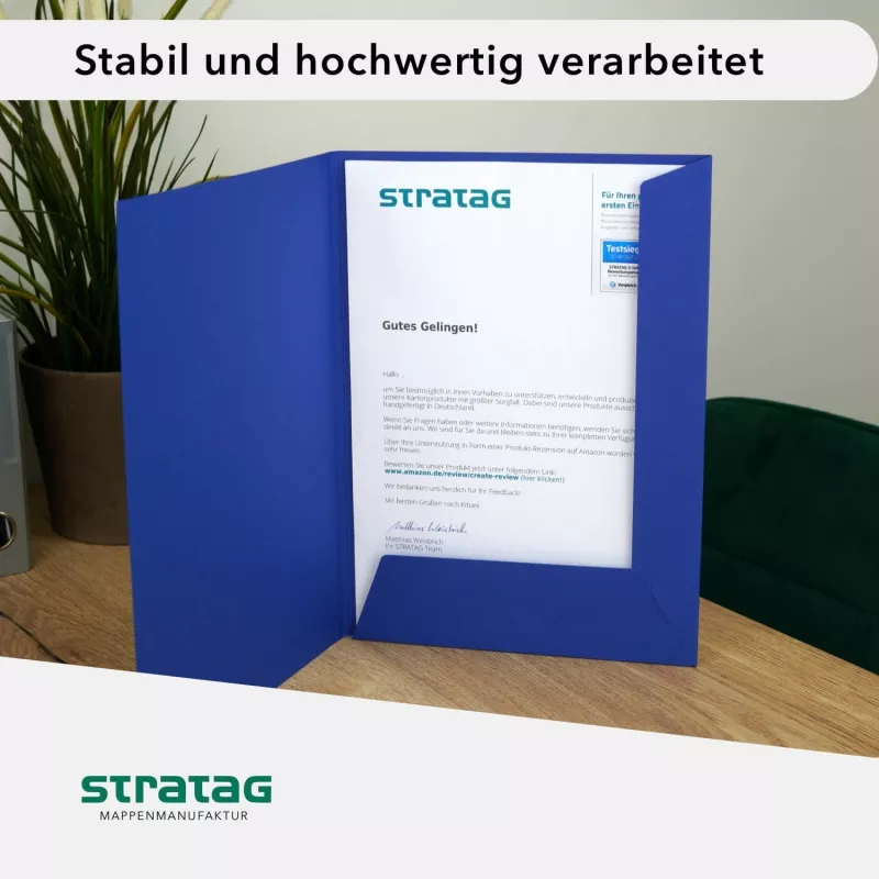 Naturkarton-Mappe 1-teilig in Königsblau mit Laschen und Füllhöhe
