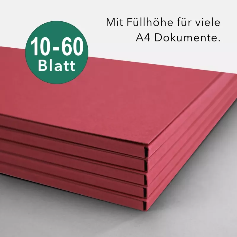 Naturkarton-Mappe 1-teilig in Rubinrot mit Laschen und Füllhöhe