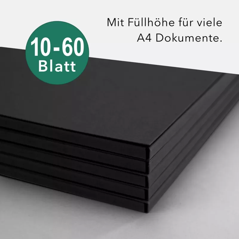 Naturkarton-Mappe 1-teilig in Schwarz mit Laschen und Füllhöhe