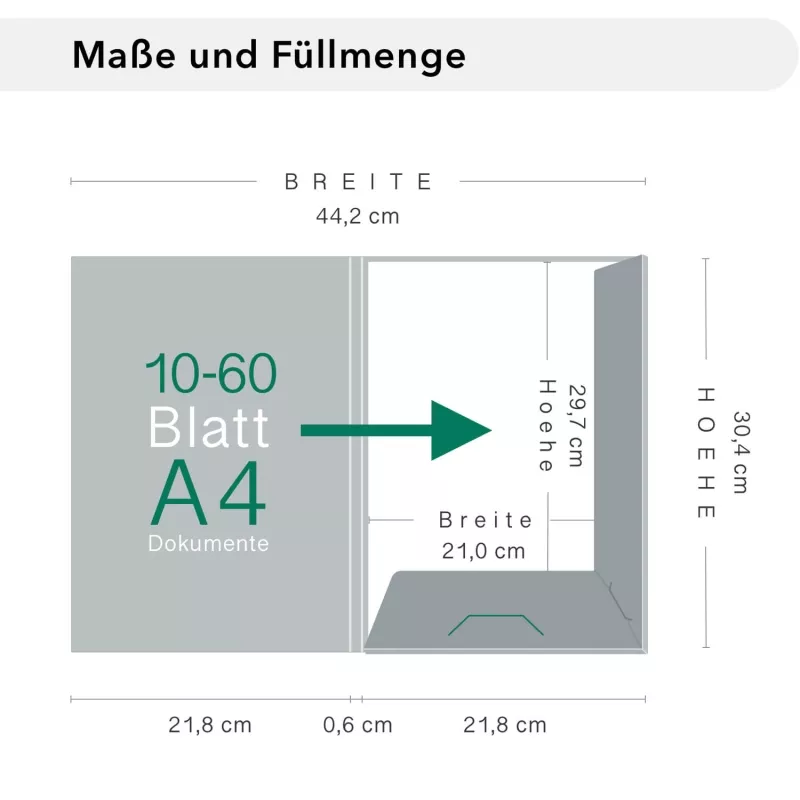 Naturkarton-Mappe 1-teilig in Schwarz mit Laschen und Füllhöhe