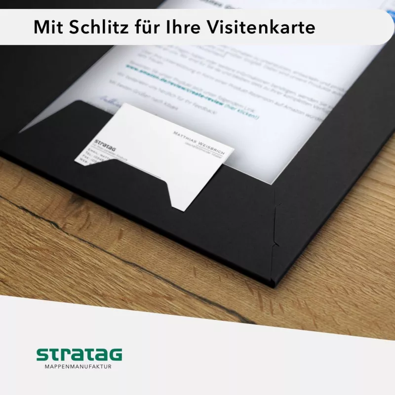Naturkarton-Mappe 1-teilig in Schwarz mit Laschen und Füllhöhe