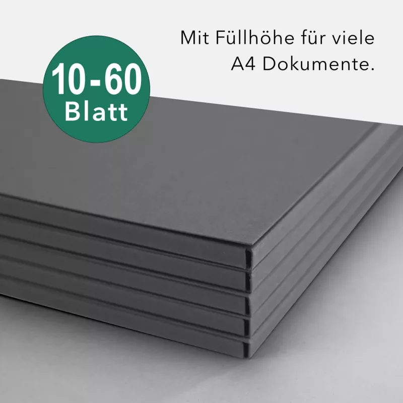 Naturkarton-Mappe 1-teilig in Steingrau mit Laschen und Füllhöhe