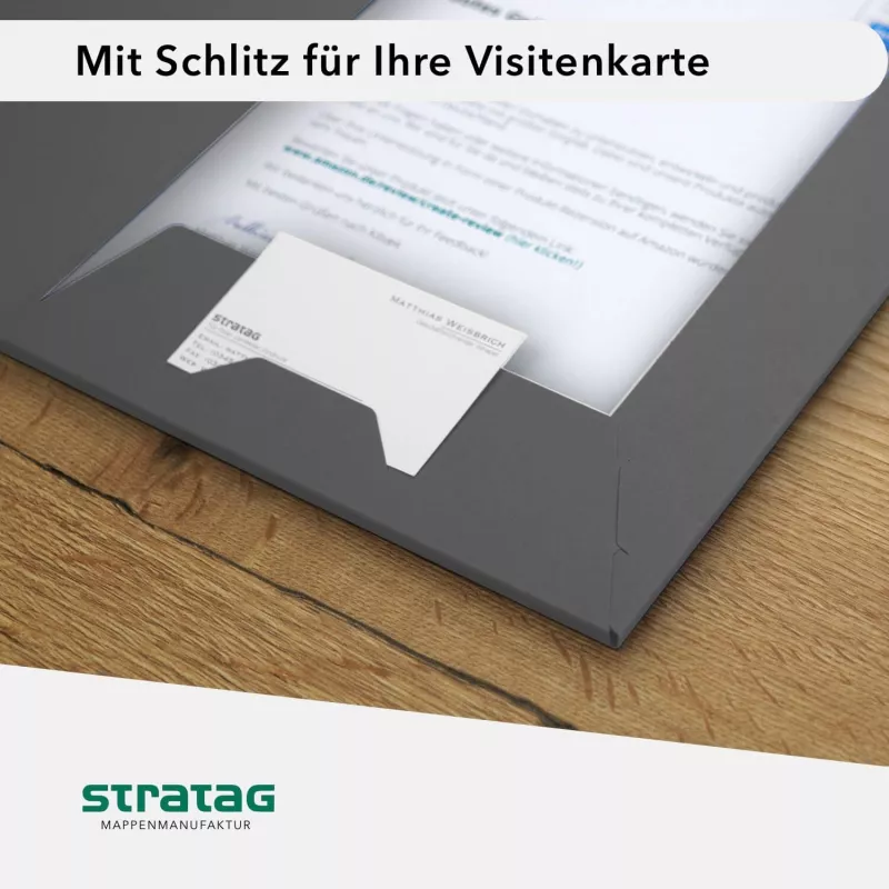 Naturkarton-Mappe 1-teilig in Steingrau mit Laschen und Füllhöhe