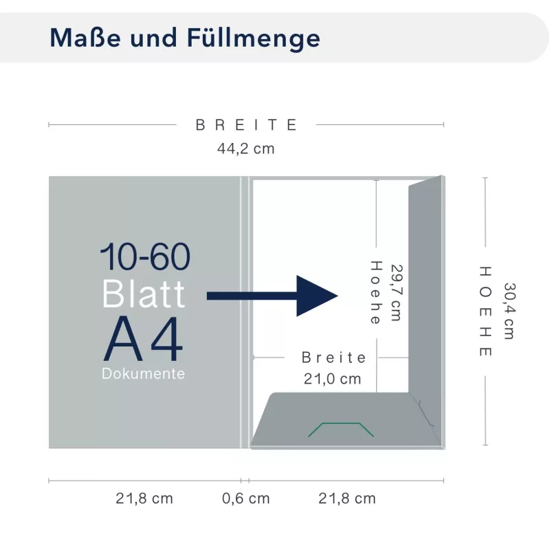 Premium Karton-Mappe 1-teilig in Perlweiß mit Laschen und Füllhöhe