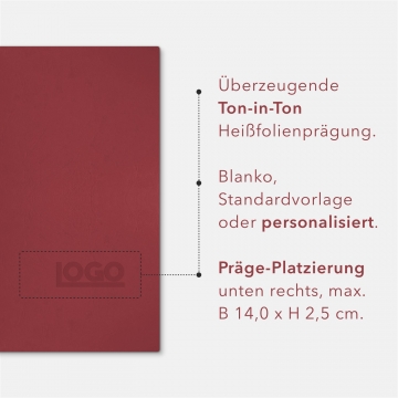 Karton-Mappe mit Lederstruktur 3-teilig in Bordeaux mit Kartoneinschüben und 2 Heftstreifen
