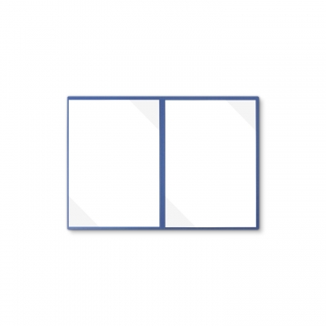 Karton-Mappe mit Lederstruktur 2-teilig in Blau mit 2 Seiten Dreiecktaschen
