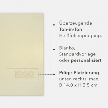 Karton-Mappe mit Lederstruktur 3-teilig in Creme mit Kartoneinschüben und 2 Klemmschienen