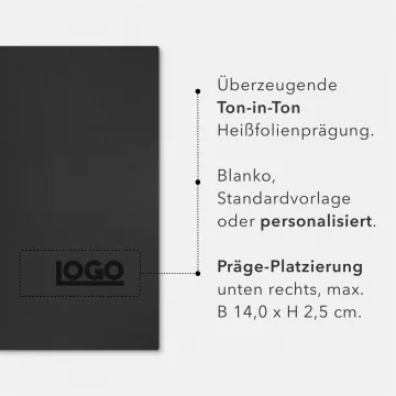 Karton-Mappe mit Lederstruktur 1-teilig in Schwarz mit 1 Klemmschiene