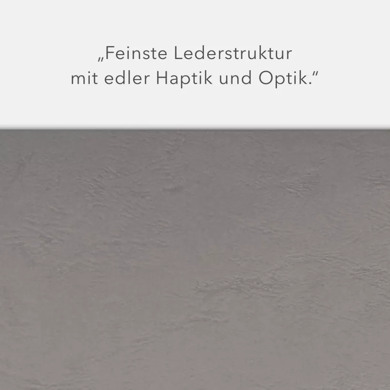 Karton-Mappe mit Lederstruktur 2-teilig in Grau mit Dreiecktaschen und 1 Heftstreifen