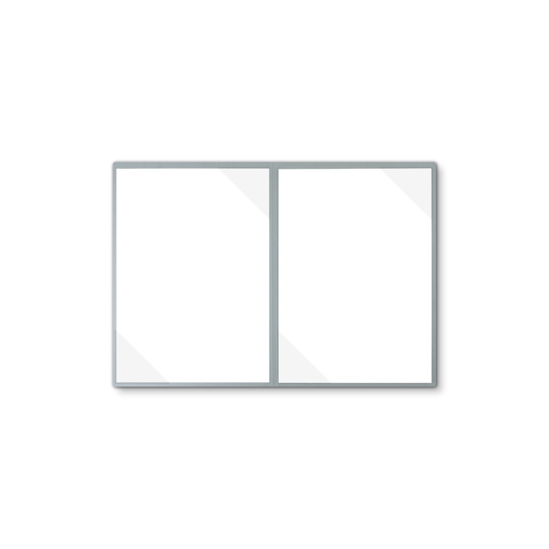 Lederstruktur 2-teilig in Grau mit 2 Seiten Dreiecktaschen