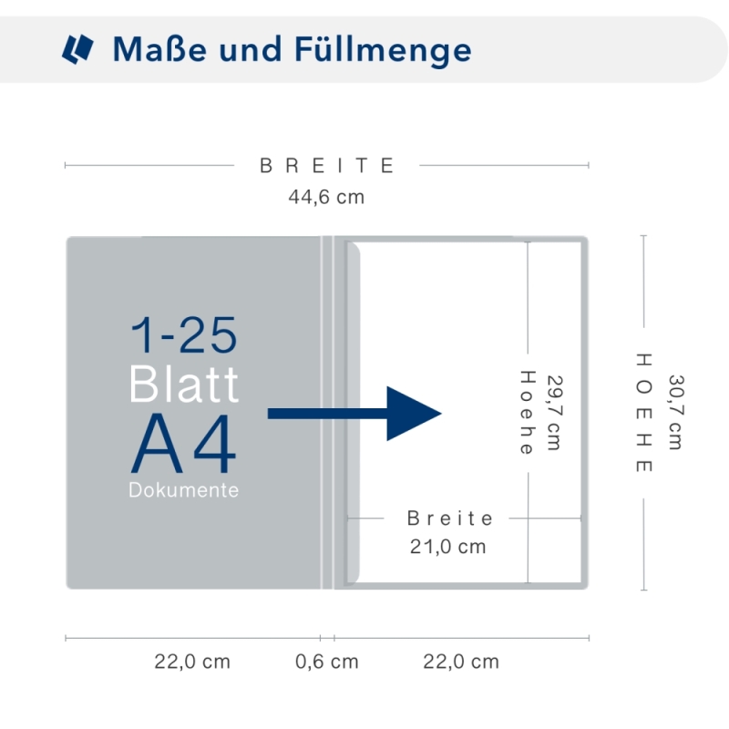 Karton-Mappe mit Metallic-Effekt 1-teilig in Anthrazit mit 1 Klemmschiene