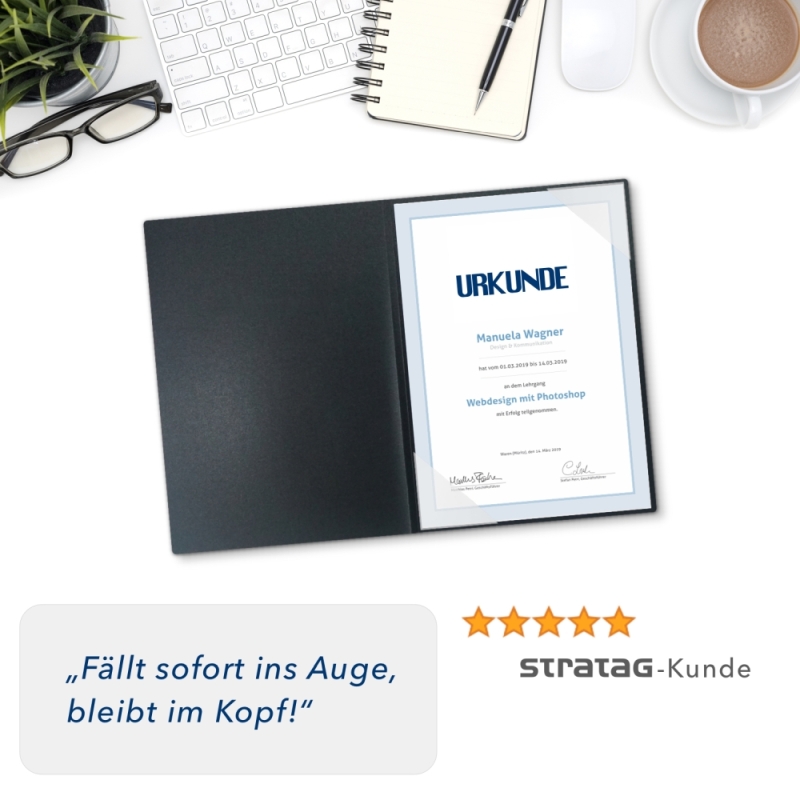 Karton-Mappe mit Metallic-Effekt 1-teilig in Anthrazit mit Dreiecktaschen