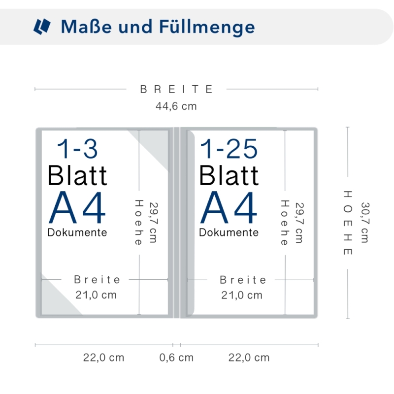 Karton-Mappe mit Metallic-Effekt 2-teilig in Anthrazit mit Dreiecktaschen und 1 Klemmschiene