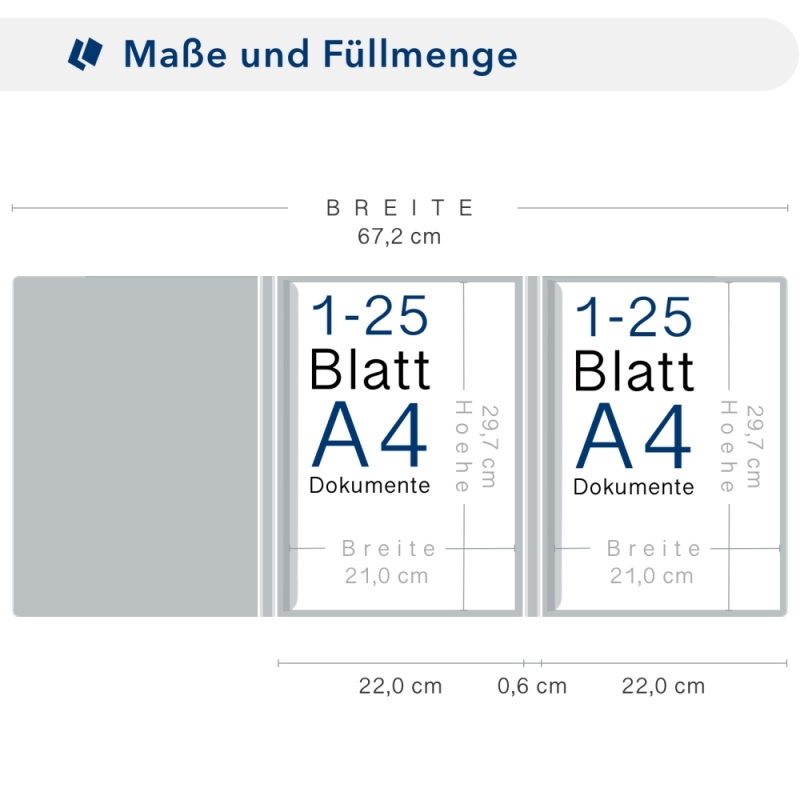 Karton-Mappe mit Metallic-Effekt 3-teilig in Anthrazit mit Dreiecktaschen (re.) und 2 Klemmschienen