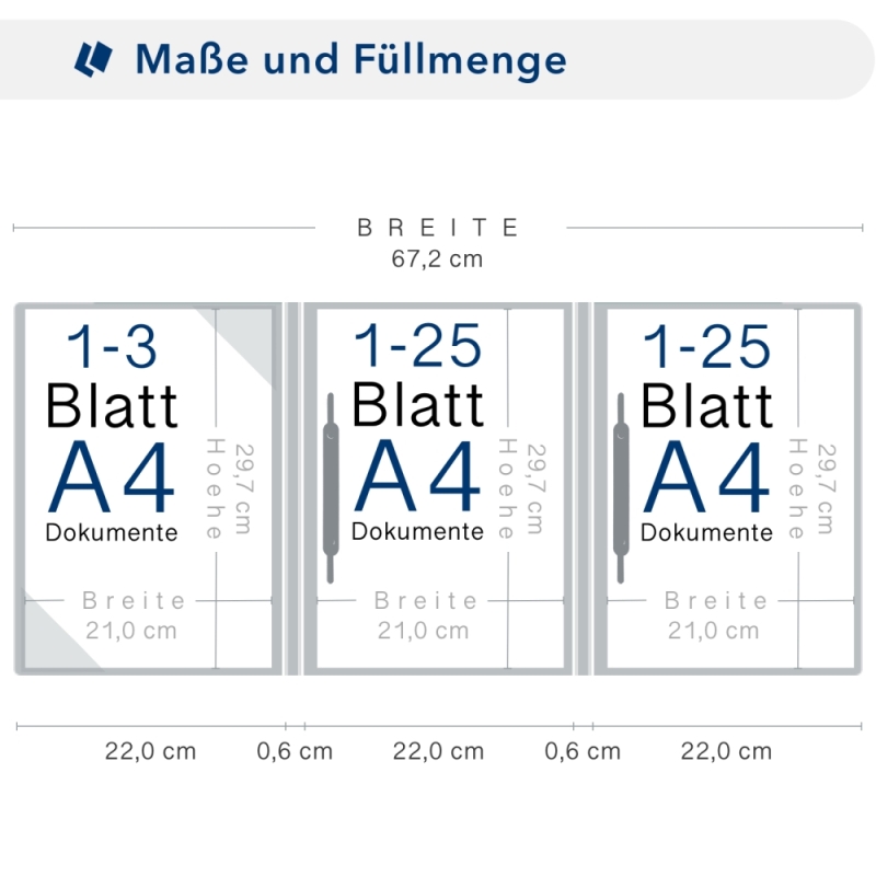 Karton-Mappe mit Metallic-Effekt 3-teilig in Anthrazit mit Dreiecktaschen (li.) und 2 Heftstreifen