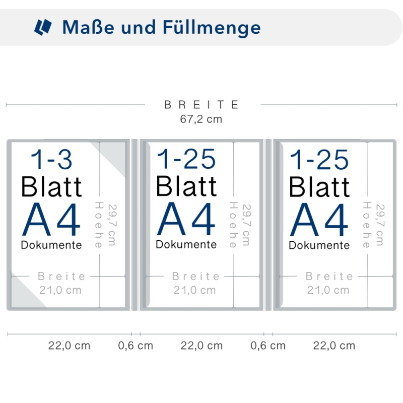 Karton-Mappe mit Metallic-Effekt 3-teilig in Anthrazit mit Dreiecktaschen (li.) und 2 Klemmschienen