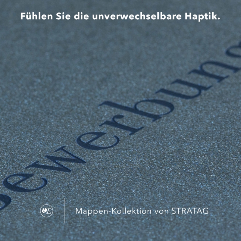 Karton-Mappe mit Metallic-Effekt 3-teilig in Nachtblau mit runder Metallklammer (re.) und 2 Klemmschienen