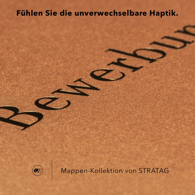 Karton-Mappe mit Metallic-Effekt 3-teilig in Kupfer mit Dreiecktaschen (li.) und 2 Klemmschienen