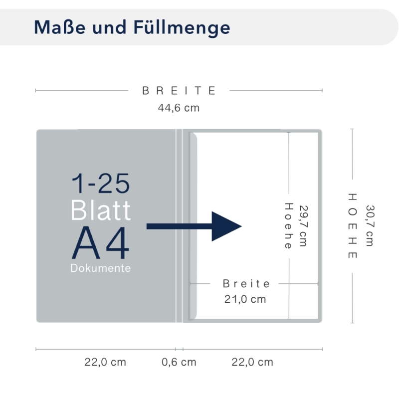 Premium Karton-Mappe mit Nadelstreifen-Design 1-teilig in navy blue mit 1 Klemmschiene