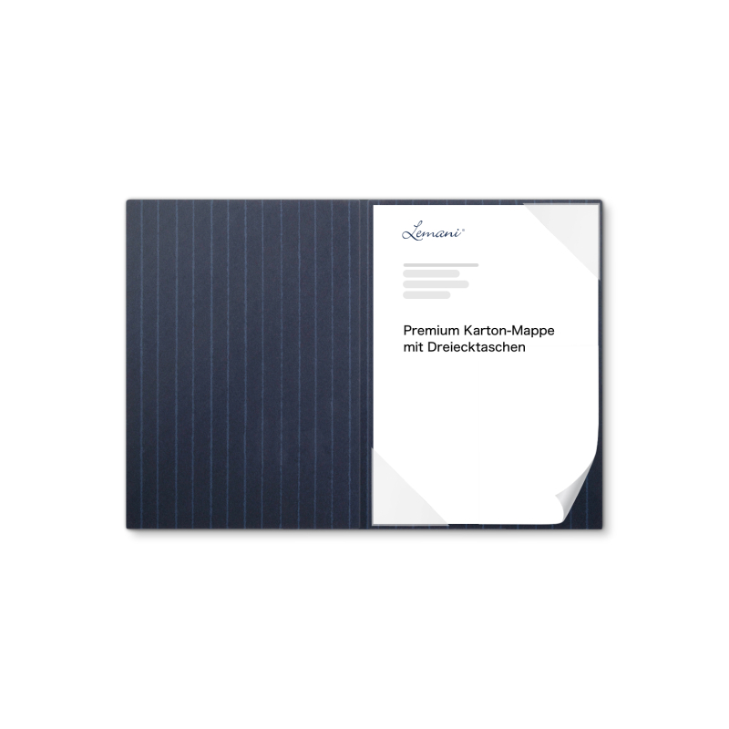 Karton-Mappe mit Nadelstreifen-Design 1-teilig in navy blue mit Dreiecktaschen