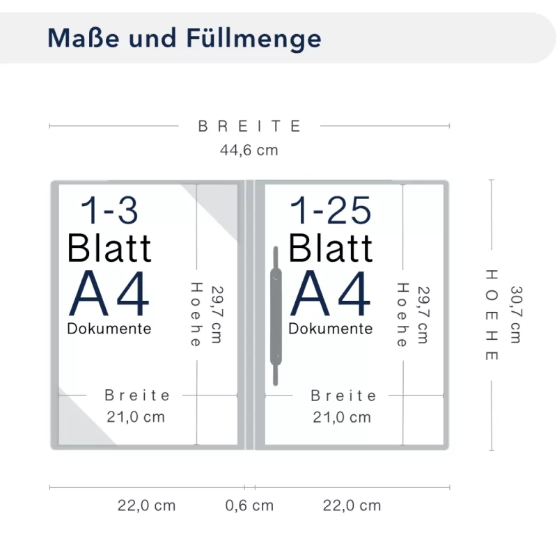 Premium Karton-Mappe mit Nadelstreifen-Design 2-teilig in navy blue mit Dreiecktaschen und 1 Heftstreifen