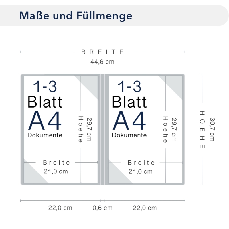 Karton-Mappe mit Nadelstreifen-Design 2-teilig in navy blue mit 2 Seiten Dreiecktaschen