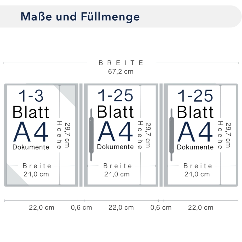 Premium Karton-Mappe mit Nadelstreifen-Design 4-teilig in navy blue mit 2 Seiten Dreiecktaschen und 2 Heftstreifen