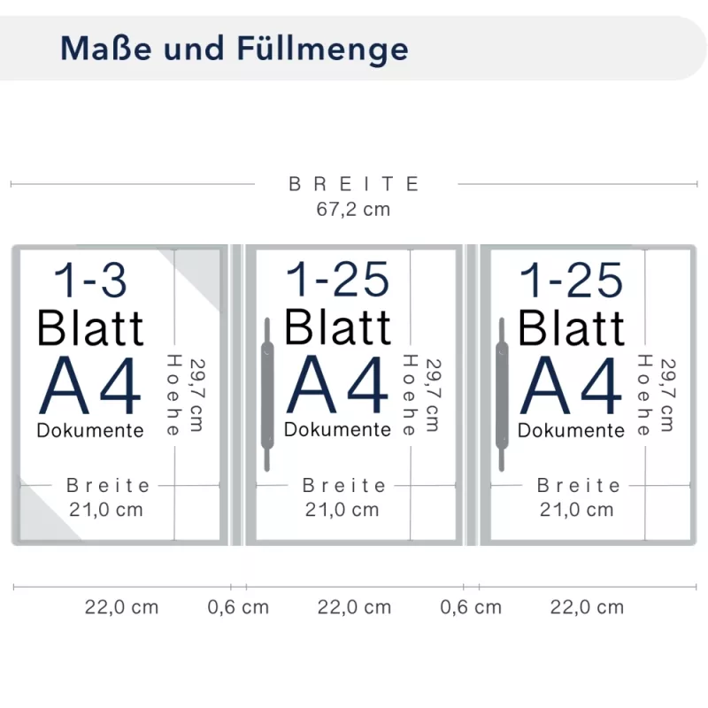 Premium Karton-Mappe mit Nadelstreifen-Design 4-teilig in navy blue mit 2 Seiten Dreiecktaschen und 2 Heftstreifen