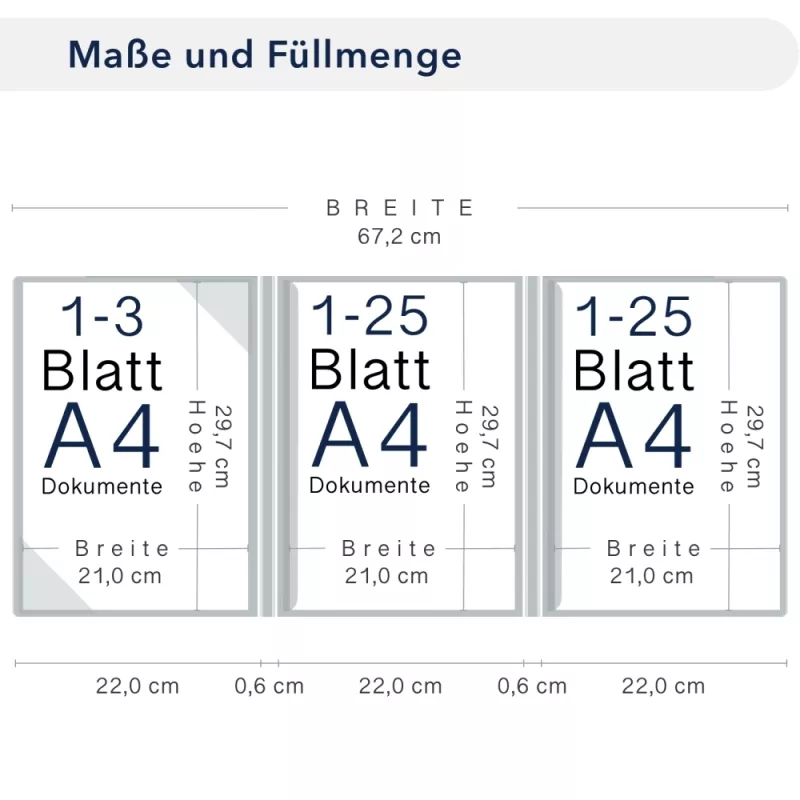 Premium Karton-Mappe mit Nadelstreifen-Design 4-teilig in navy blue mit 2 Seiten Dreiecktaschen und 2 Klemmschienen