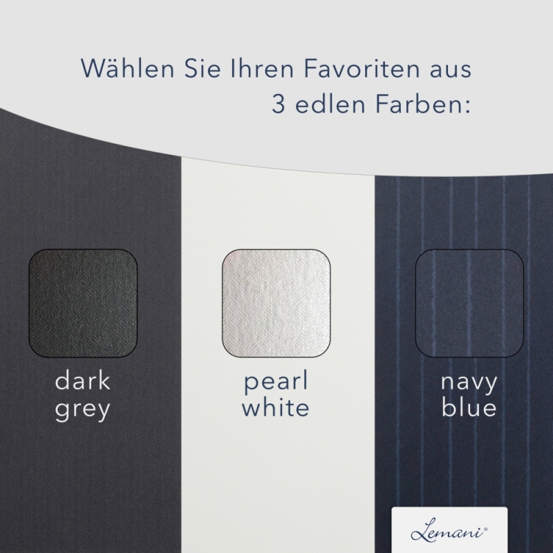 Premium Karton-Mappe mit Nadelstreifen-Design 2-teilig in navy blue mit 1 Klemmschiene und Dreiecktaschen und eleganter Verschlusslasche