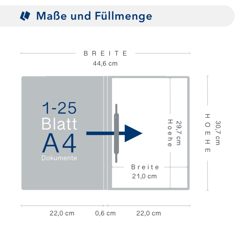 Karton-Mappe mit Metallic-Effekt 1-teilig in Silber mit 1 Heftstreifen