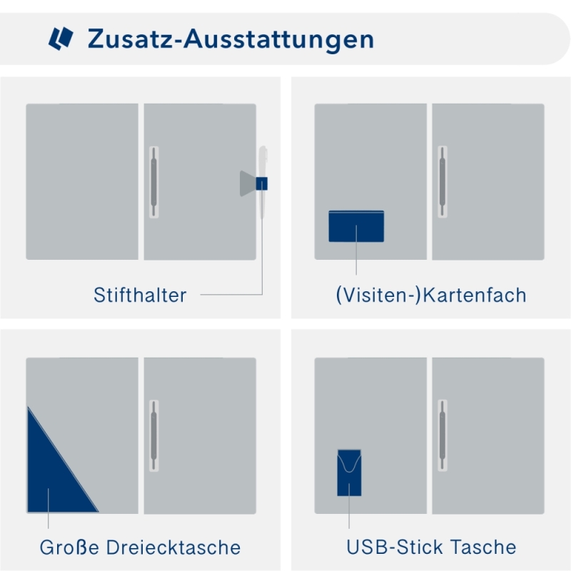 Karton-Mappe mit Metallic-Effekt 1-teilig in Silber mit 1 Heftstreifen