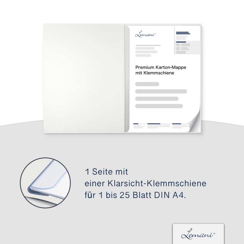 Karton-Mappe mit Textil-Design 1-teilig in pearl white mit 1 Klemmschiene