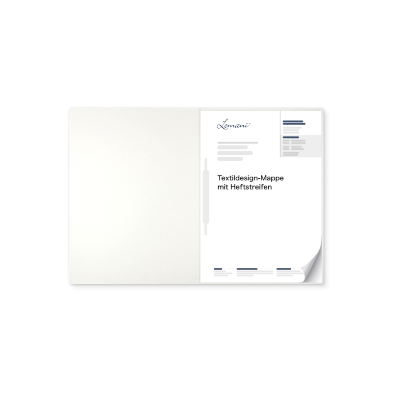 Premium Karton-Mappe 1-teilig in pearl white mit 1 Heftstreifen