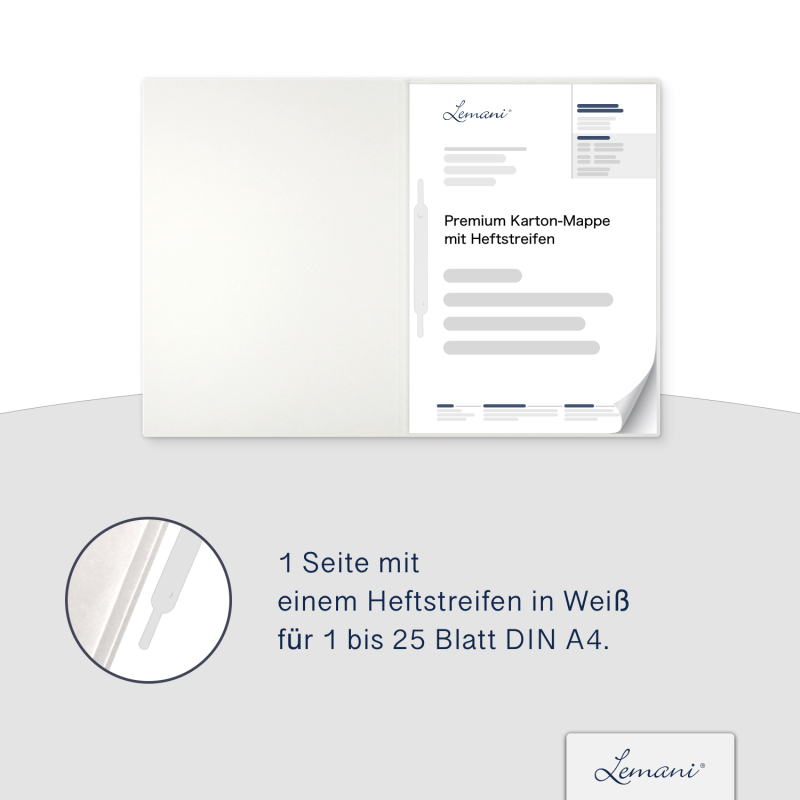 Karton-Mappe mit Textil-Design 1-teilig in pearl white mit 1 Heftstreifen