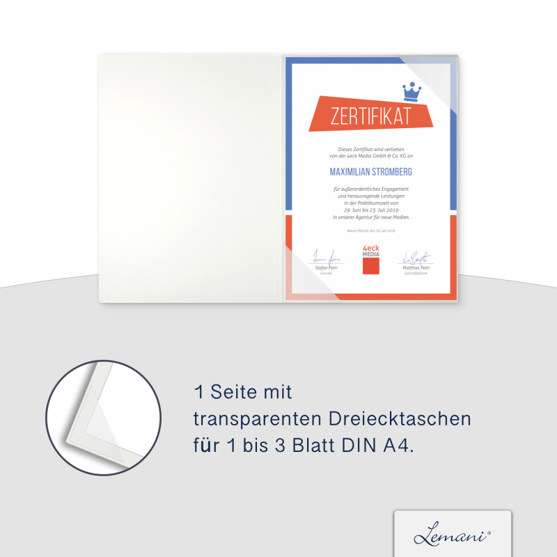 Karton-Mappe mit Textil-Design 1-teilig in pearl white mit Dreiecktaschen