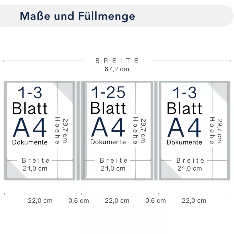 Premium Karton-Mappe 3-teilig in pearl white mit 2 Seiten Dreiecktaschen und 1 Klemmschiene