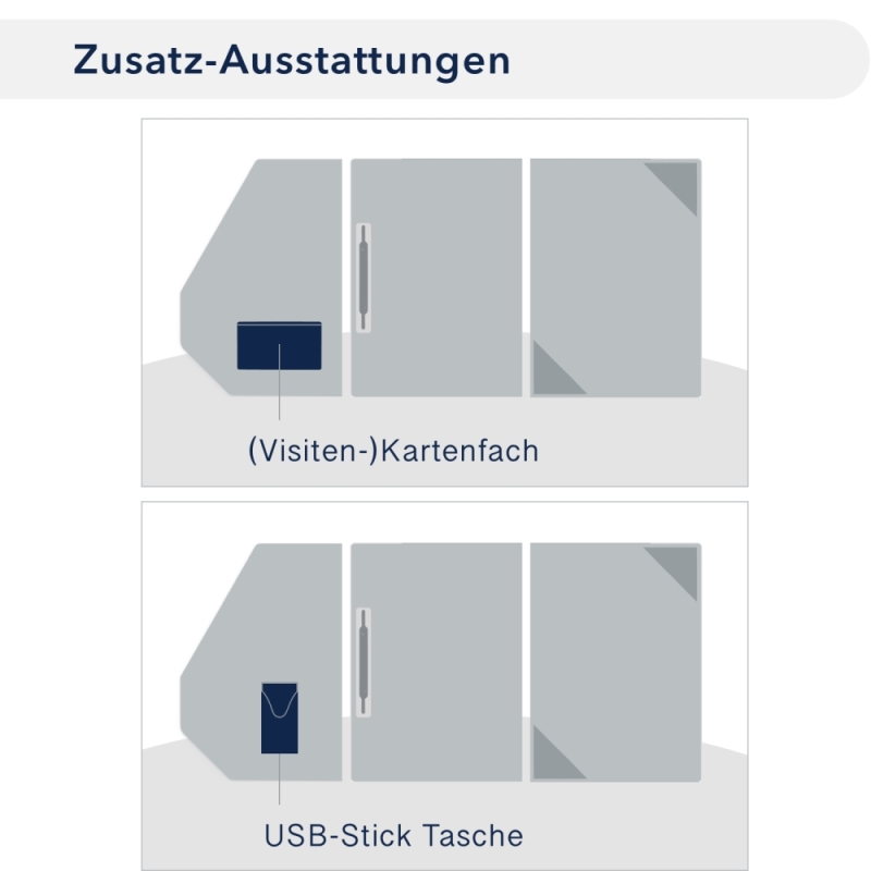 Karton-Mappe mit Textil-Design 2-teilig in pearl white mit 1 Heftstreifen und Dreiecktaschen und eleganter Verschlusslasche
