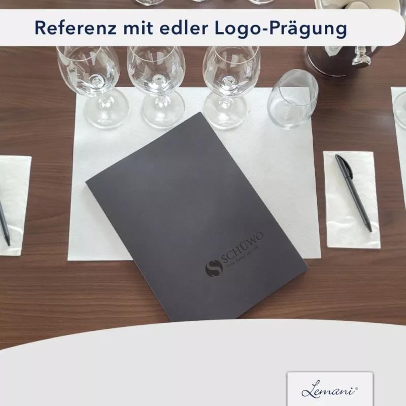 Premium Karton-Mappe 4-teilig in pearl white mit 2 Seiten Dreiecktaschen und 2 Klemmschienen
