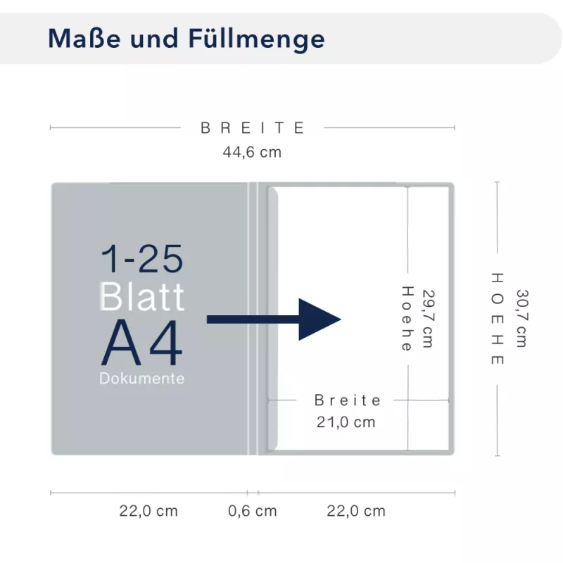 Premium Karton-Mappe 1-teilig in Marineblau mit 1 Klemmschiene