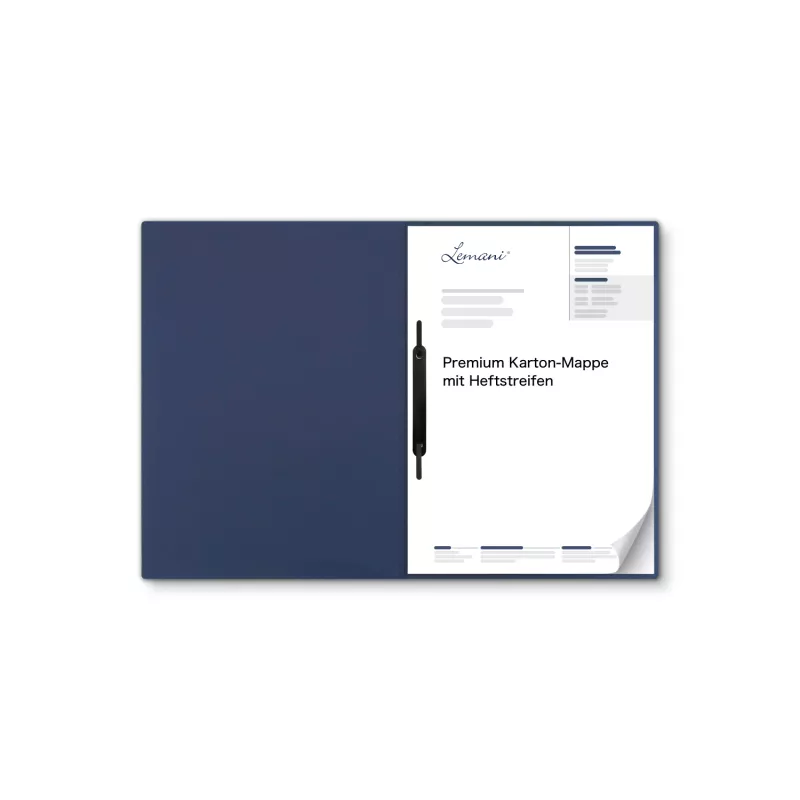 Premium Karton-Mappe 1-teilig in Marineblau mit 1 Heftstreifen