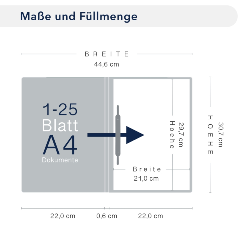 Naturkarton-Mappe 1-teilig in Marineblau mit 1 Heftstreifen