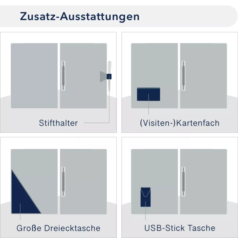 Premium Karton-Mappe 1-teilig in Marineblau mit 1 Heftstreifen