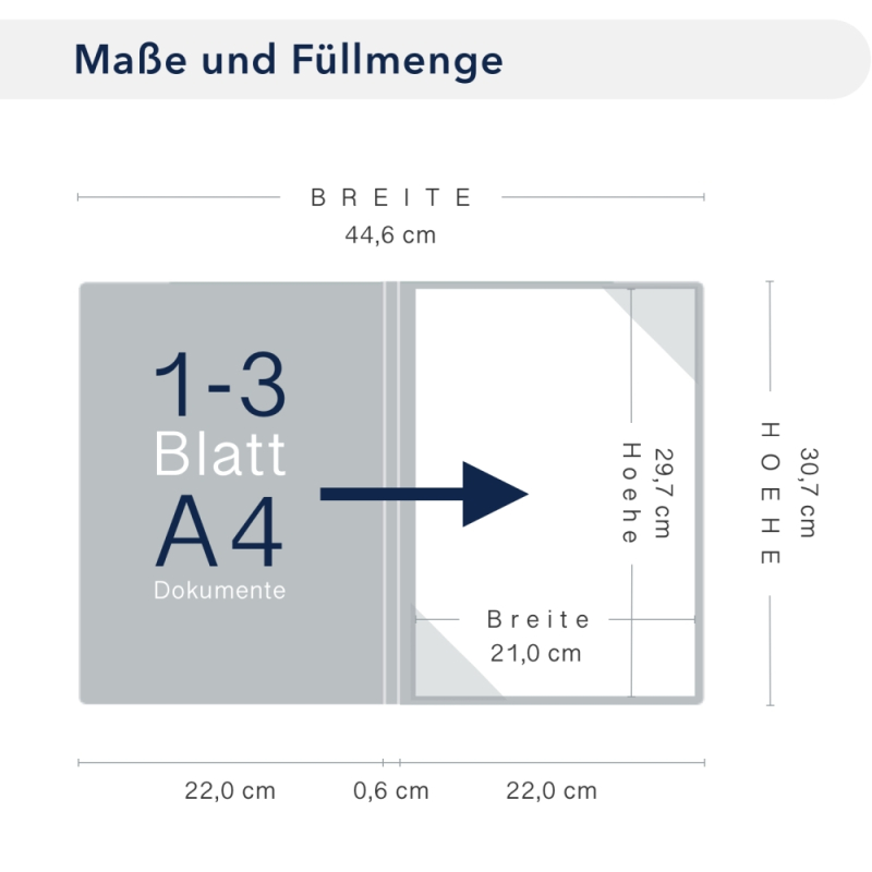 Naturkarton-Mappe 1-teilig in Marineblau mit Dreiecktaschen