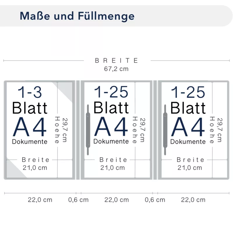 Premium Karton-Mappe 4-teilig in Marineblau mit 2 Seiten Dreiecktaschen und 2 Heftstreifen
