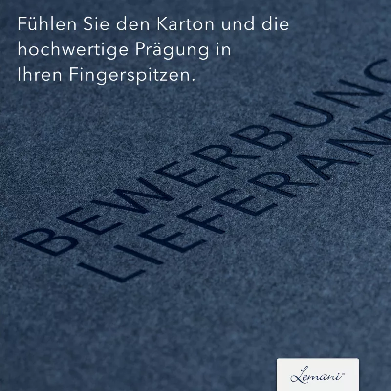 Premium Karton-Mappe 1-teilig in Marineblau mit Laschen