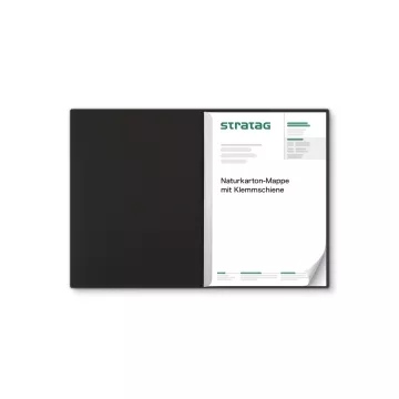 Naturkarton-Mappe 1-teilig in Schwarz mit 1 Klemmschiene