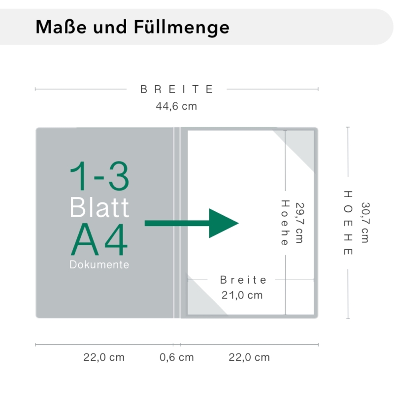 Naturkarton-Mappe 1-teilig in Schwarz mit Dreiecktaschen