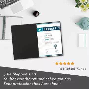 Naturkarton-Mappe 1-teilig in Schwarz mit Dreiecktaschen